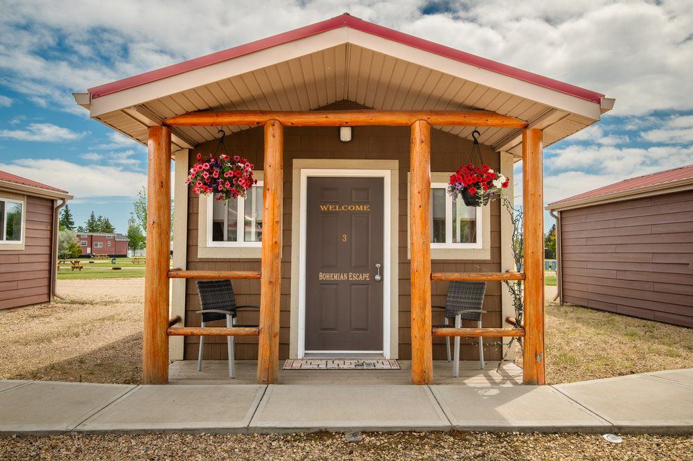 Individually decorated cabin interior at Prairie Junction