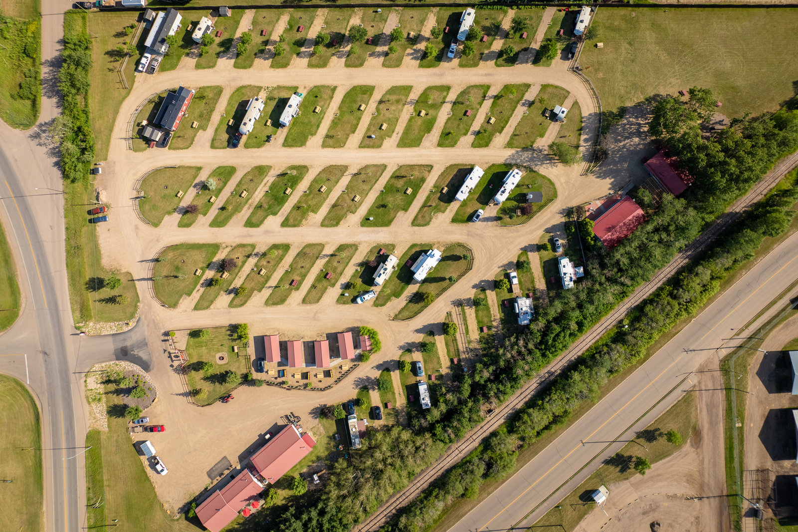 Summer day at Prairie Junction RV Resort in Stettler, Alberta